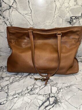 Fossil Large "Julia" Medium Brown Leather Tote Work Travel Bag